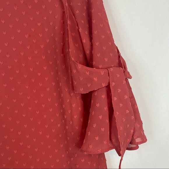 LC LAUREN CONRAD Coral Blouse 3/4 Sleeve Ruffle Sleeve Size Extra Small - Picture 3 of 9